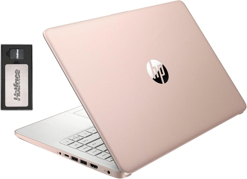 HP Stream 14″ HD BrightView Laptop, Intel Celeron N4120, 8GB RAM, 288GB Storage (128GB eMMC + 160GB Docking Station Set), Intel UHD Graphics, 720p Webcam, Wi-Fi, 1 Year Office 365, Win 11 S, Gold