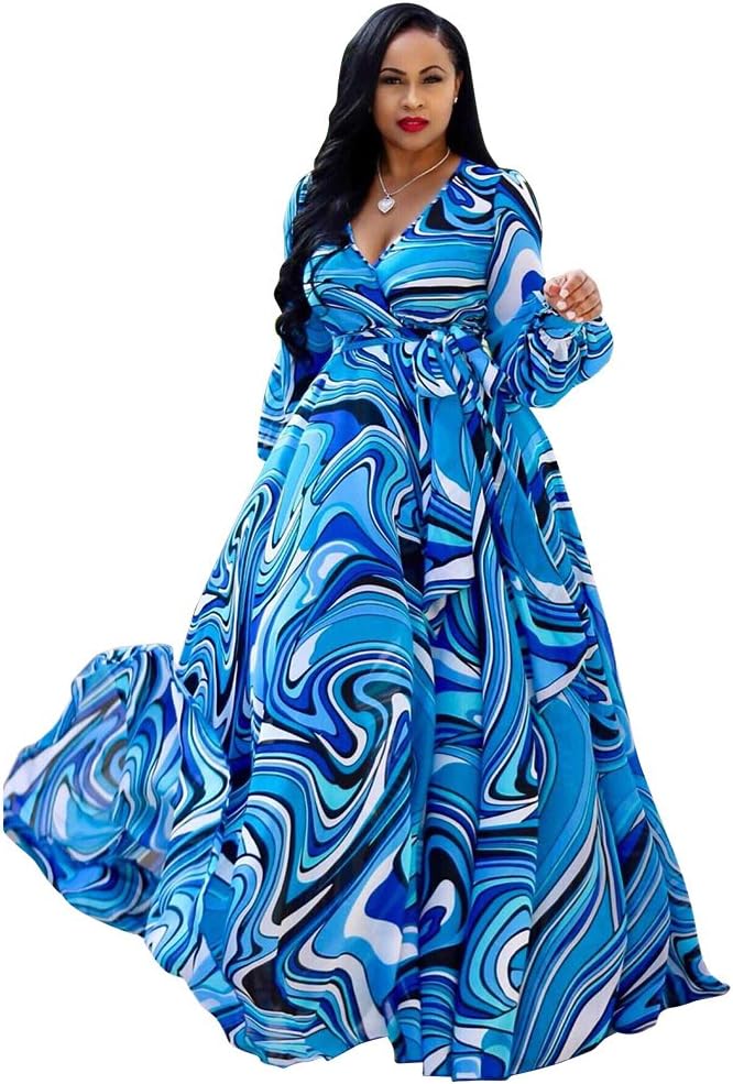 Printed Maxi Dress Unique Loose