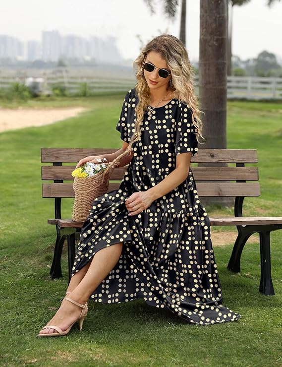 Women Casual Loose Bohemian Floral Dress